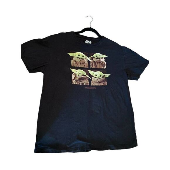 Star Wars The Mandalorian Baby Yoda Short Sleeve T-Shirt Black Men's XL - Picture 1 of 8